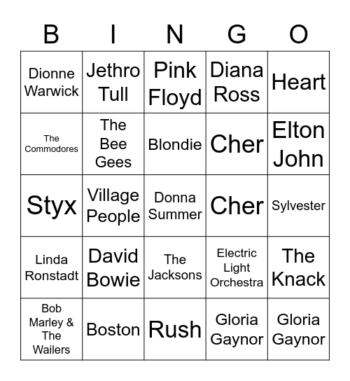1970s BINGO Card