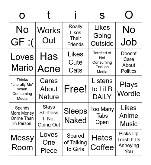 Otis Bingo Card