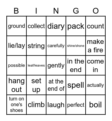 110-2 G8 L4 Vocab Bingo Card