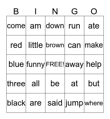 Emmanuel's Bingo Card