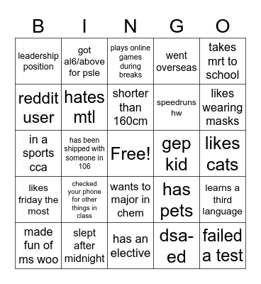 106 bingo Card