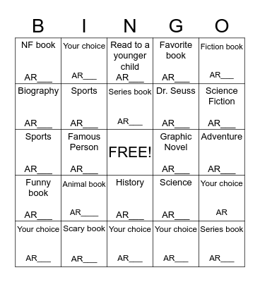 Sharon School Bingo Card