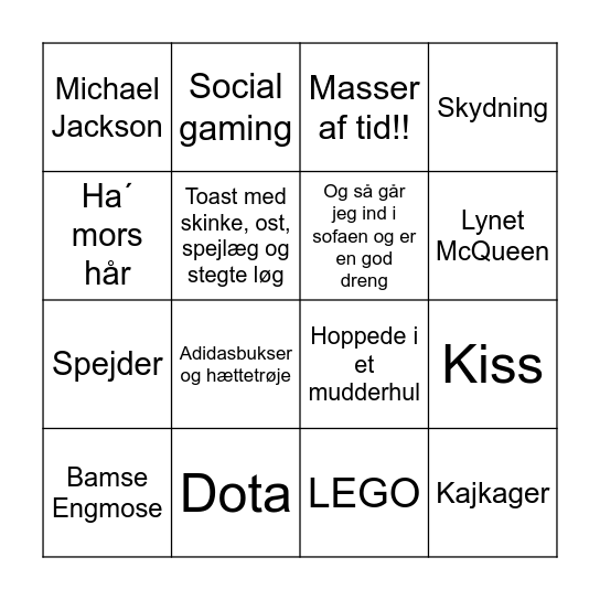 Jonatans konfi-bingo Card
