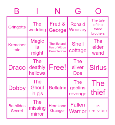 Final Chapter Bingo Card