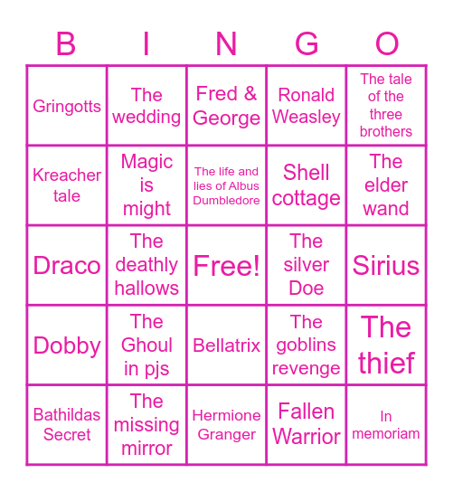 Final Chapter Bingo Card