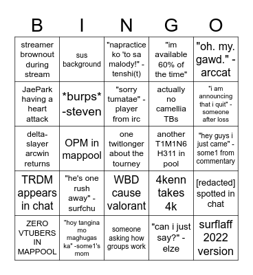 PH NATS BINGO Card