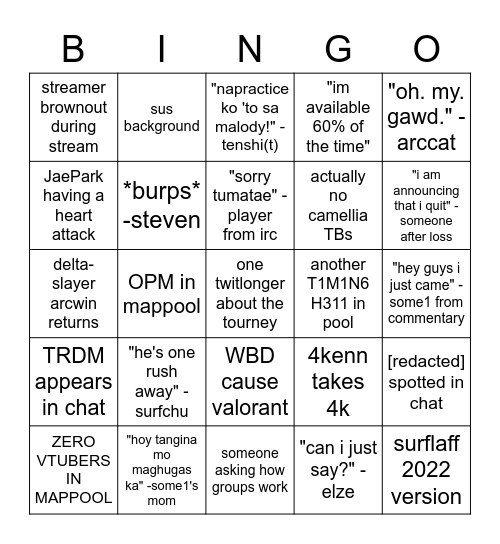 PH NATS BINGO Card