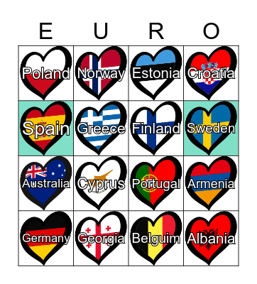 EUROVISION BINGO Card