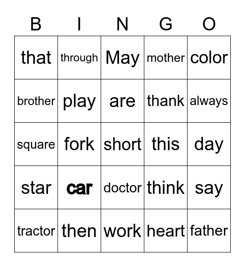 ar th or ay Bingo Card