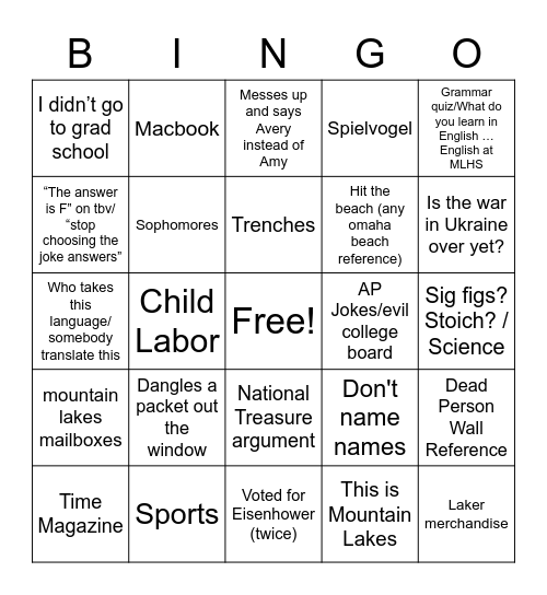 Untitled Bingo Card