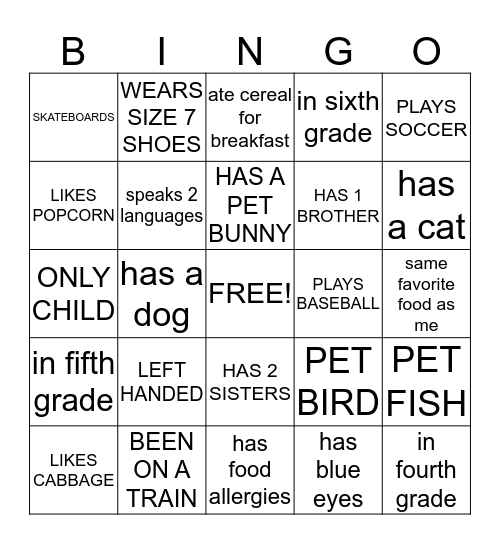 WILDSIDE Bingo Card