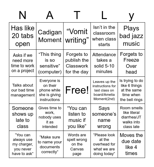 4/25-5/6 Bingo Card