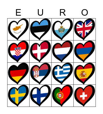 Eurovision Bingo Card