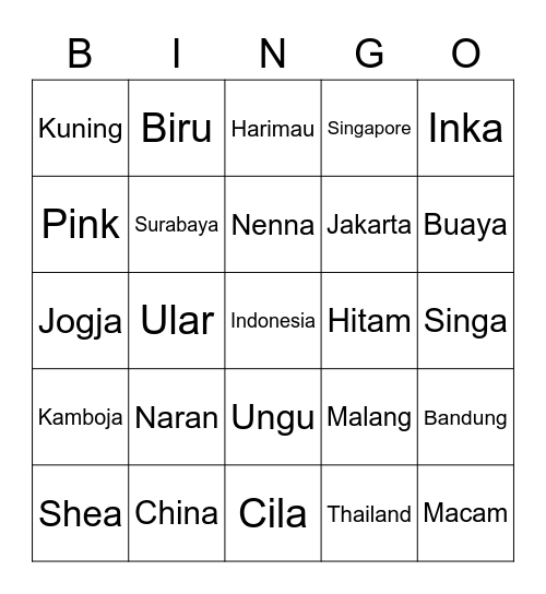 Nenna Bingo Card