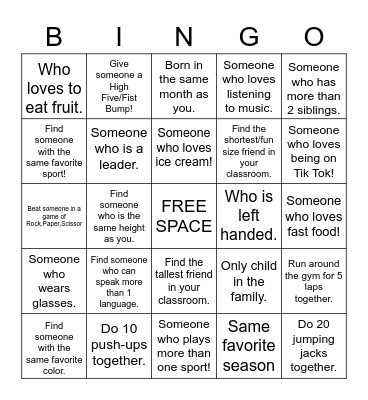 BINGO GYM Bingo Card