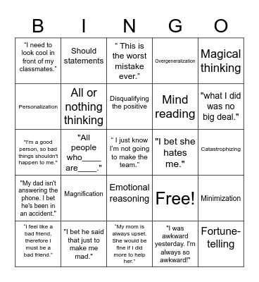 12 Common Thinking Errors Bingo Card