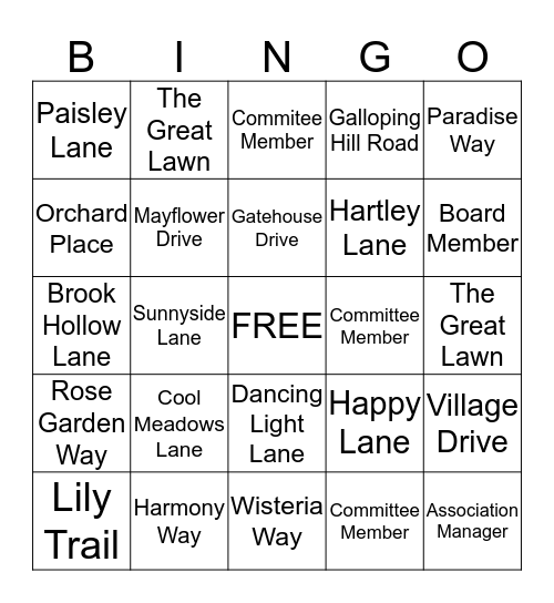 Know Your Neighbor  Bingo Card
