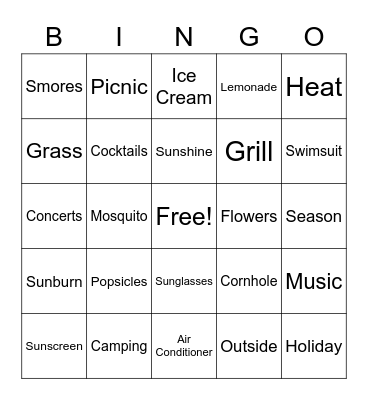 Summertime Bingo Card
