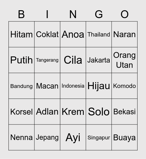 Punya Adlan Bingo Card