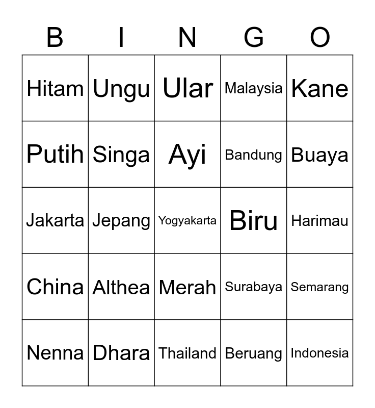 KAIALA Bingo Card