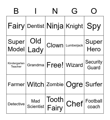 Characters Bingo Card