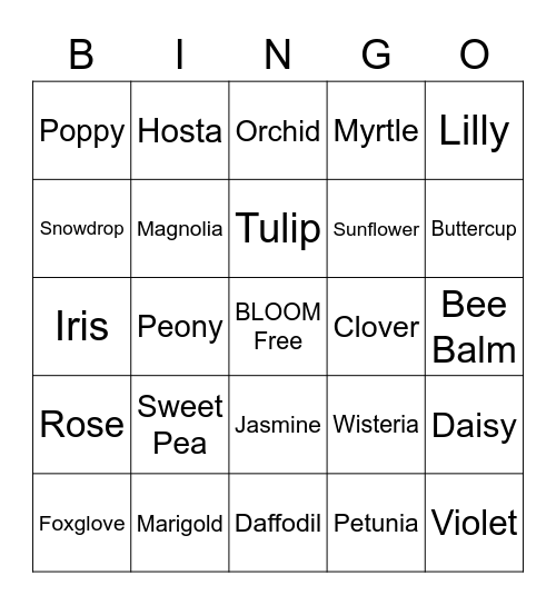 Blooming Bingo Card