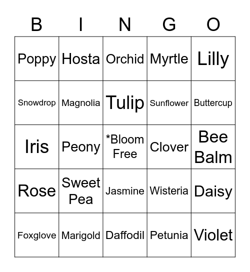 Blooming Bingo Card