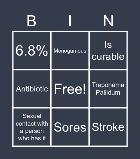 Syphillis bingo Card