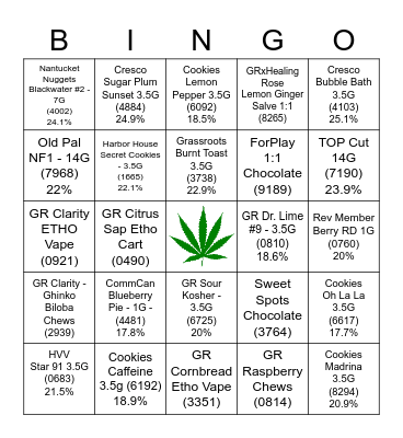 CannaBingo Card