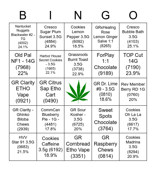 CannaBingo Card