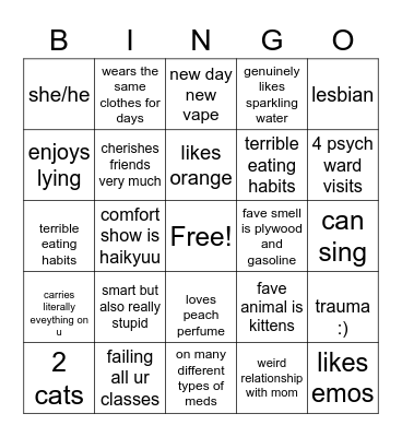 vals bingao Bingo Card