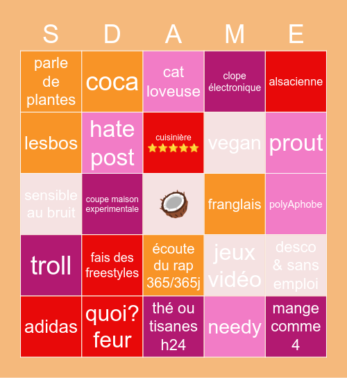 Bingo @SageDame Bingo Card