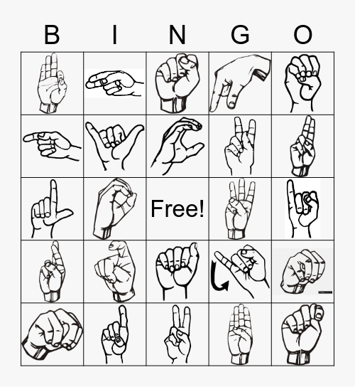 ASL Alphabet Bingo Card