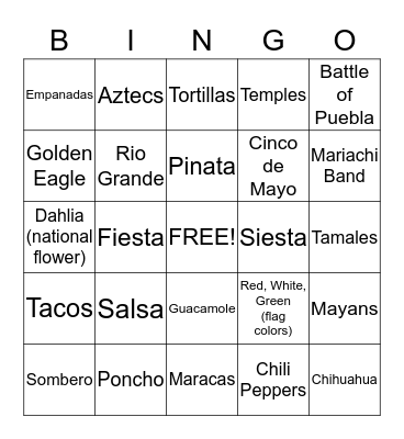 MEXICAN Bingo Card