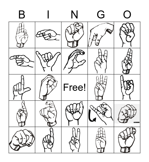 ASL Alphabet Bingo Card