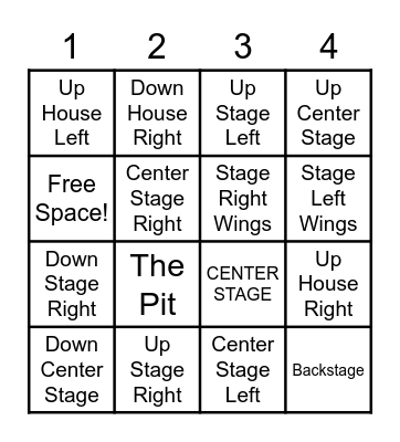 Stage Direction Bingo Card