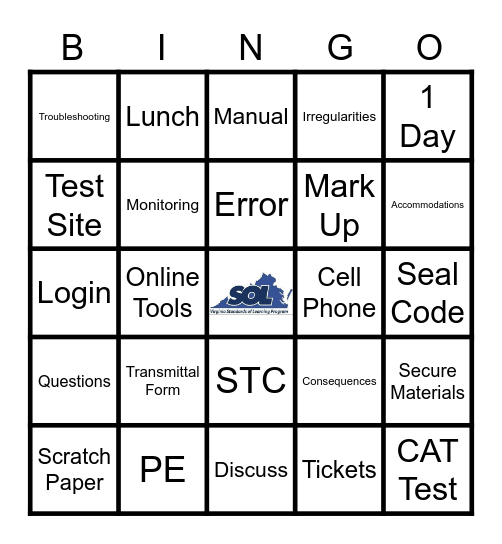 SOL Test Security Bingo Card