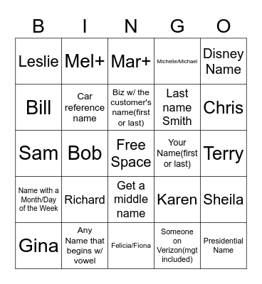 DM Name Game Bingo Card