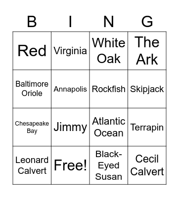 Maryland Review Bingo Card
