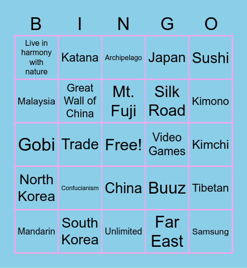 Unit 9 Bingo Card