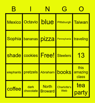 Ms. Micco's Birthday Bingo Card