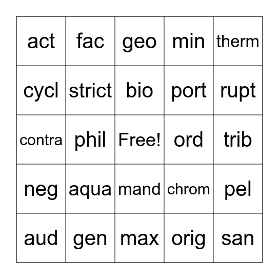 GLR Bingo Card