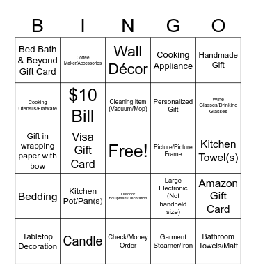 Gift Bingo Card