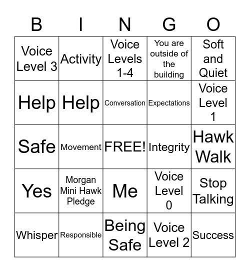 Morgan Mini Hawks CHAMPS Superheros Bingo Card