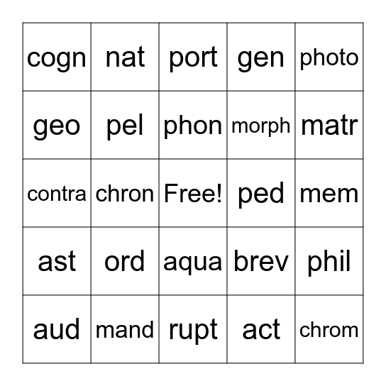 GLR 2 Bingo Card