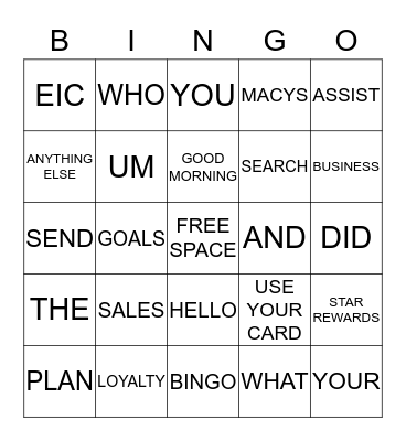 BUZZ WORD AT THE MORNING MEETING Bingo Card