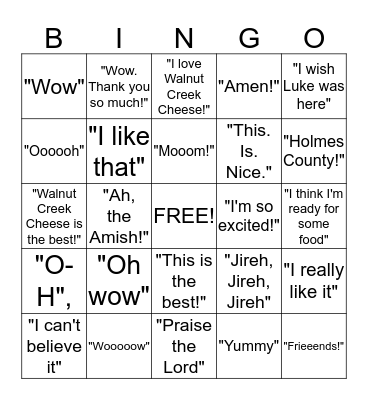 Bridal Shower Bingo Card