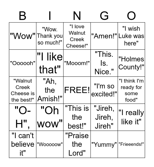 Bridal Shower Bingo Card