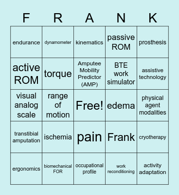Biomechanical & Rehabilitative FOR Bingo Card
