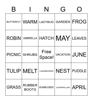 "Spring" BINGO! Bingo Card